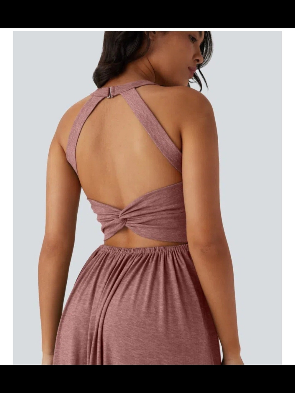 Twisted Backless Split Flowy Maxi Resort Dress with Pockets - Picture 2 of 3